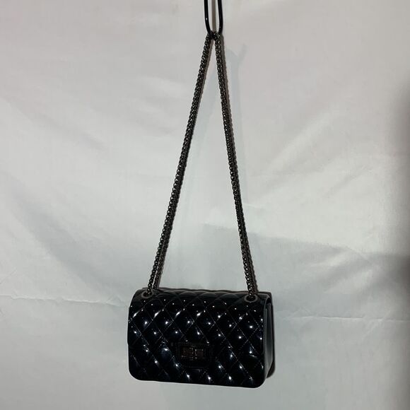 JELLY quilted look bag gunmetal chain strap crossbody/shoulder twist lock NWOT - Picture 9 of 16